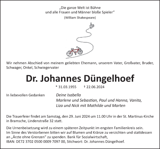 Traueranzeige von Johannes Düngelhoef von Neue Osnabrücker Zeitung GmbH & Co. KG