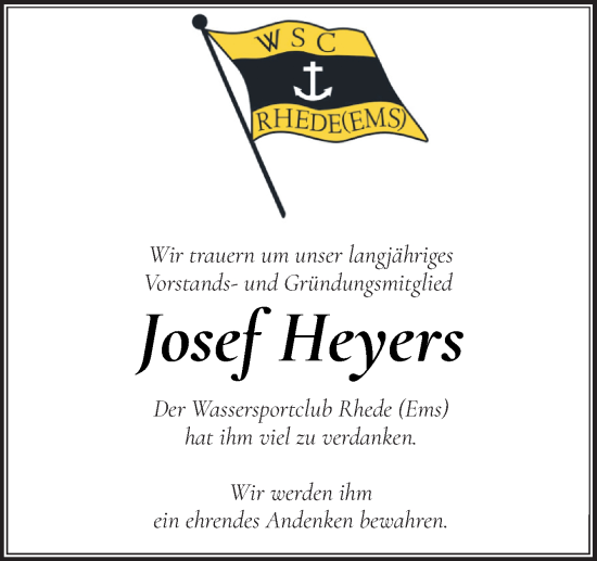 Traueranzeige von Josef Heyers von Neue Osnabrücker Zeitung GmbH & Co. KG