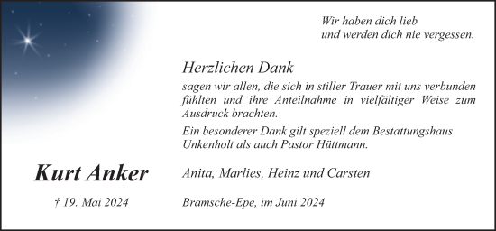 Traueranzeige von Kurt Anker von Neue Osnabrücker Zeitung GmbH & Co. KG