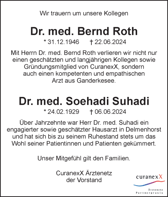 Traueranzeige von Nachruf CuranexX Ärztenetz von DK Medien GmbH & Co. KG
