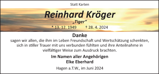 Traueranzeige von Reinhard Kröger von Neue Osnabrücker Zeitung GmbH & Co. KG