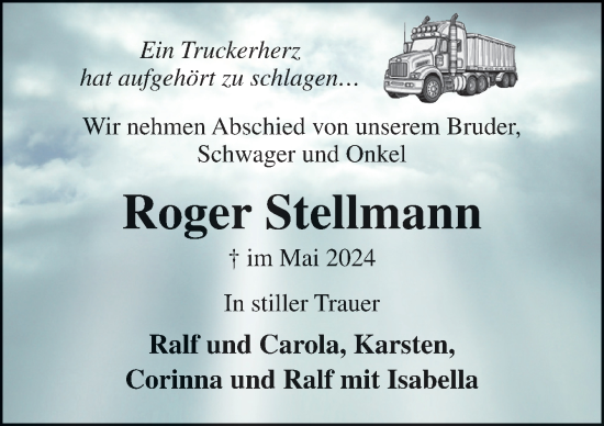 Traueranzeige von Roger Stellmann von DK Medien GmbH & Co. KG