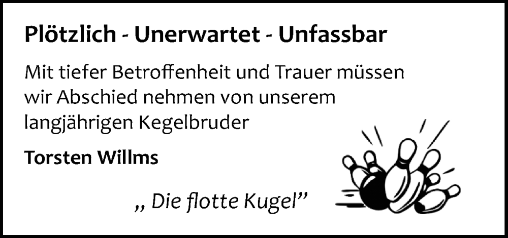  Traueranzeige für Torsten Willms vom 08.06.2024 aus DK Medien GmbH & Co. KG