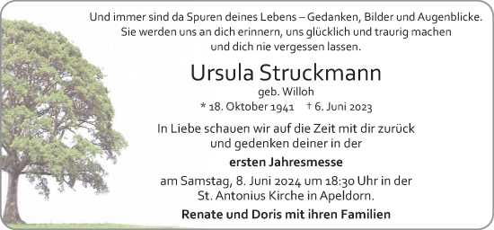 Traueranzeige von Ursula Struckmann von Neue Osnabrücker Zeitung GmbH & Co. KG