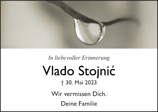 Traueranzeige von Vlado Stojnic von Neue Osnabrücker Zeitung GmbH & Co. KG