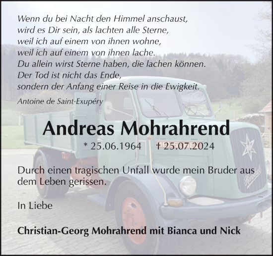 Traueranzeige von Andreas Mohrahrend von Neue Osnabrücker Zeitung GmbH & Co. KG