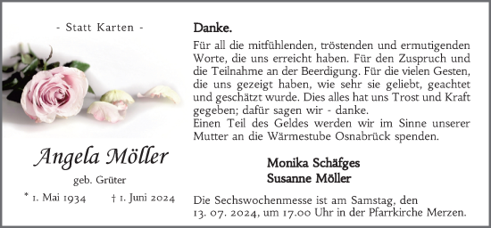 Traueranzeige von Angela Möller von Neue Osnabrücker Zeitung GmbH & Co. KG