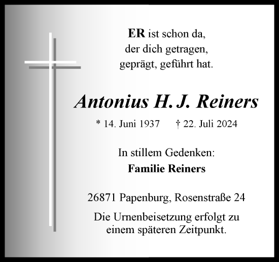 Traueranzeige von Antonius H. J. Reiners von Neue Osnabrücker Zeitung GmbH & Co. KG