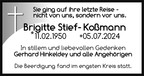 Traueranzeige von Brigitte Stief-Koßmann von Neue Osnabrücker Zeitung GmbH & Co. KG