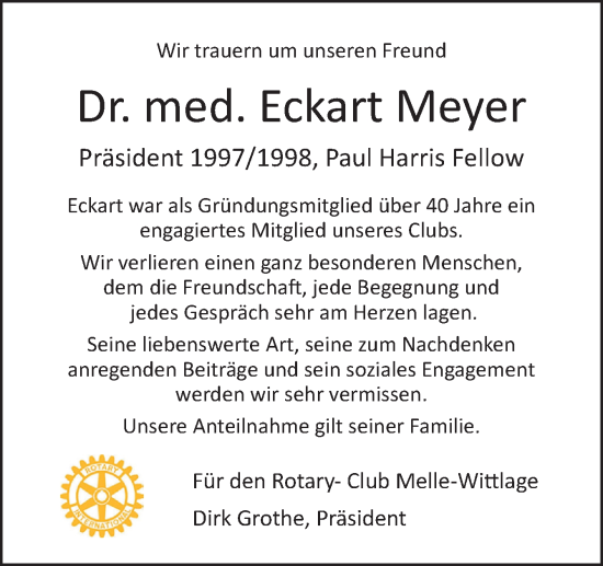 Traueranzeige von Eckart Meyer von Neue Osnabrücker Zeitung GmbH & Co. KG