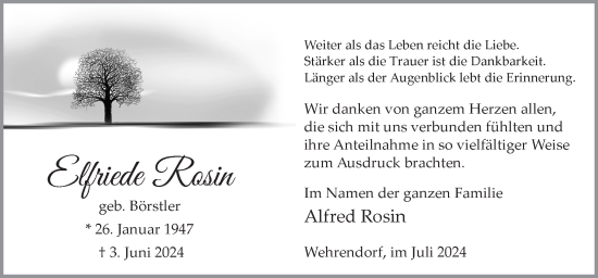 Traueranzeige von Elfriede Rosin von Neue Osnabrücker Zeitung GmbH & Co. KG