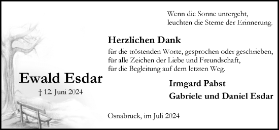 Traueranzeige von Ewald Esdar von Neue Osnabrücker Zeitung GmbH & Co. KG