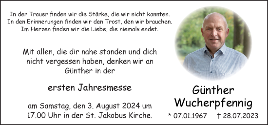 Traueranzeige von Günther Wucherpfennig von Neue Osnabrücker Zeitung GmbH & Co. KG