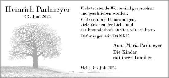 Traueranzeige von Heinrich Parlmeyer von Neue Osnabrücker Zeitung GmbH & Co. KG