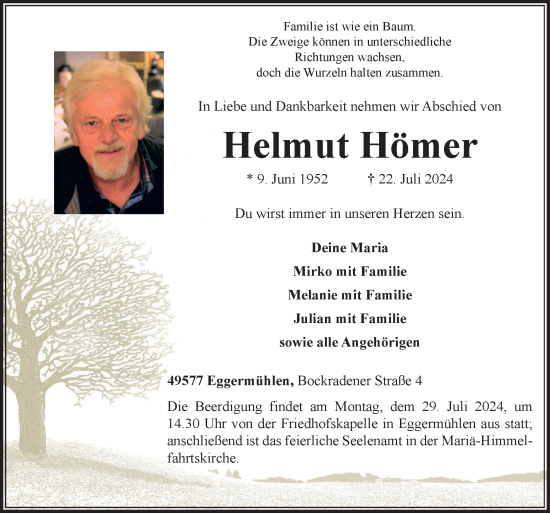 Traueranzeige von Helmut Hömer von Neue Osnabrücker Zeitung GmbH &amp; Co. KG