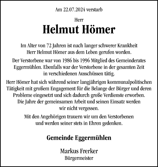 Traueranzeige von Helmut Hörner von Neue Osnabrücker Zeitung GmbH & Co. KG