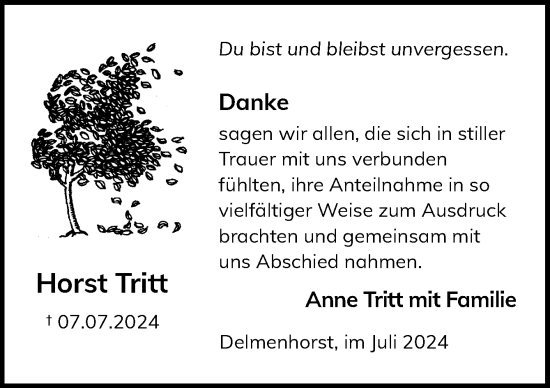 Traueranzeige von Horst Tritt von DK Medien GmbH & Co. KG