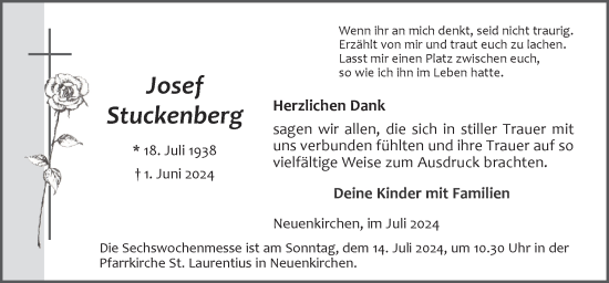 Traueranzeige von Josef Stuckenberg von Neue Osnabrücker Zeitung GmbH & Co. KG