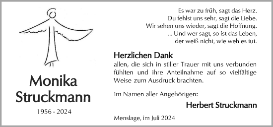 Traueranzeige von Monika Struckmann von Neue Osnabrücker Zeitung GmbH & Co. KG