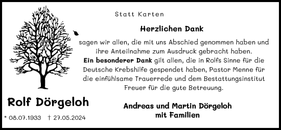 Traueranzeige von Rolf Dörgeloh von DK Medien GmbH & Co. KG