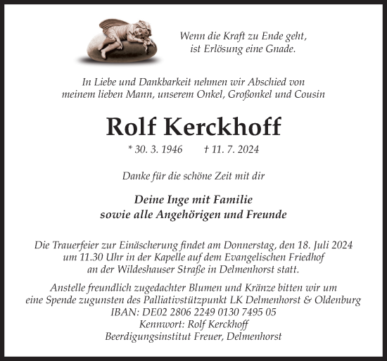 Traueranzeige von Rolf Kerckhoff von DK Medien GmbH & Co. KG