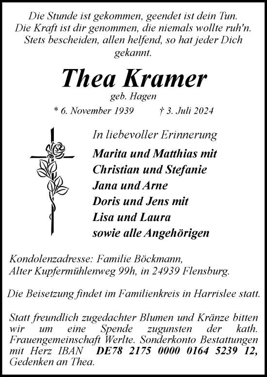 Traueranzeige von Thea Kramer von Neue Osnabrücker Zeitung GmbH & Co. KG