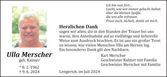 Traueranzeige von Ulla Merscher von Neue Osnabrücker Zeitung GmbH & Co. KG