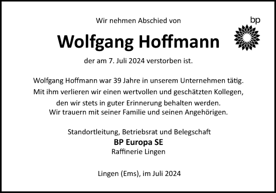 Traueranzeige von Wolfgang Hoffmann von Neue Osnabrücker Zeitung GmbH & Co. KG