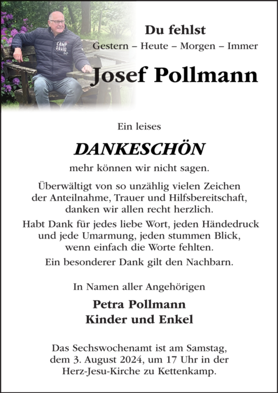 Traueranzeige von Josef Pollmann von Neue Osnabrücker Zeitung GmbH & Co. KG