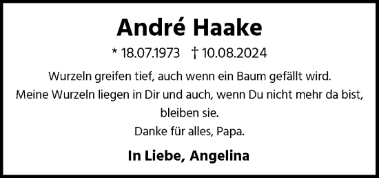 Traueranzeige von Andre Haake von Neue Osnabrücker Zeitung GmbH & Co. KG