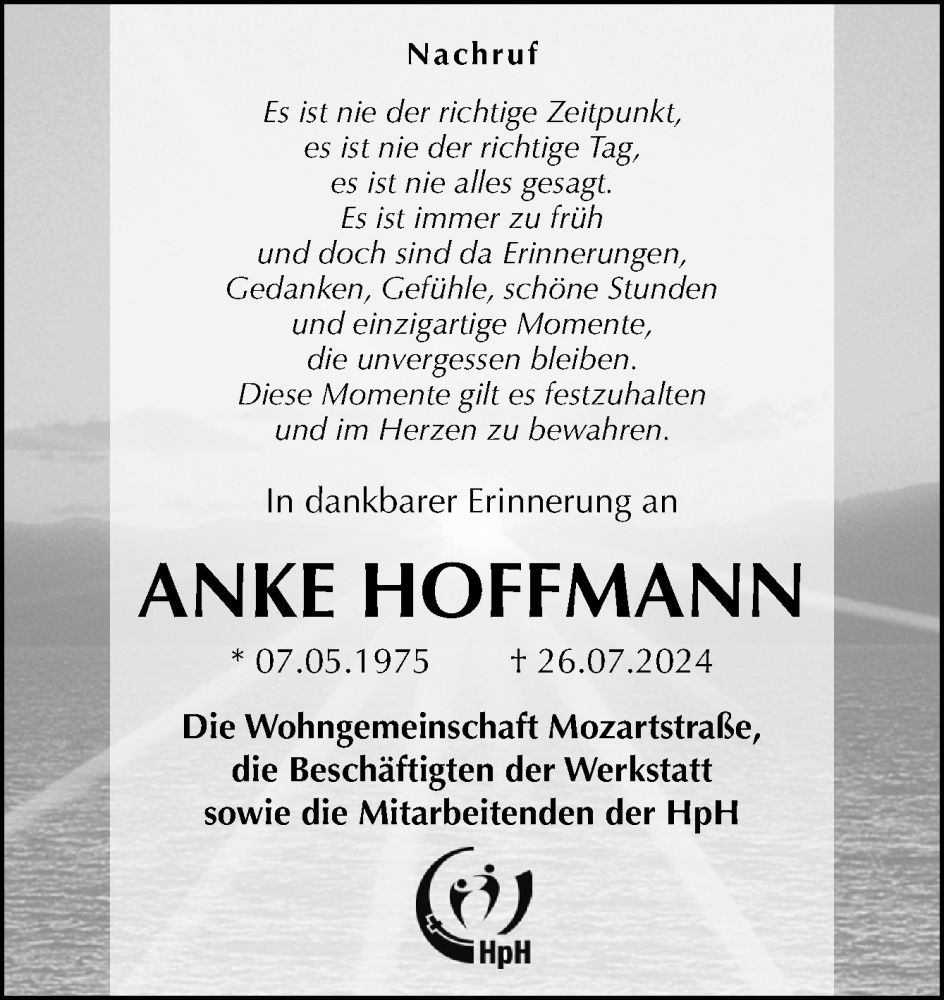  Traueranzeige für Anke Hoffmann vom 10.08.2024 aus Neue Osnabrücker Zeitung GmbH & Co. KG