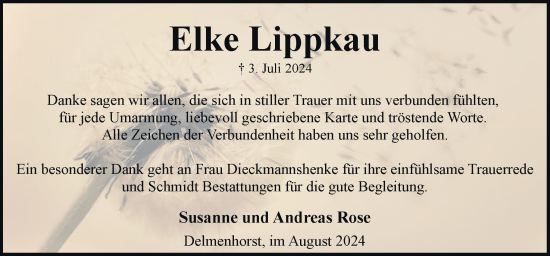 Traueranzeige von Elke Lippkau von DK Medien GmbH & Co. KG