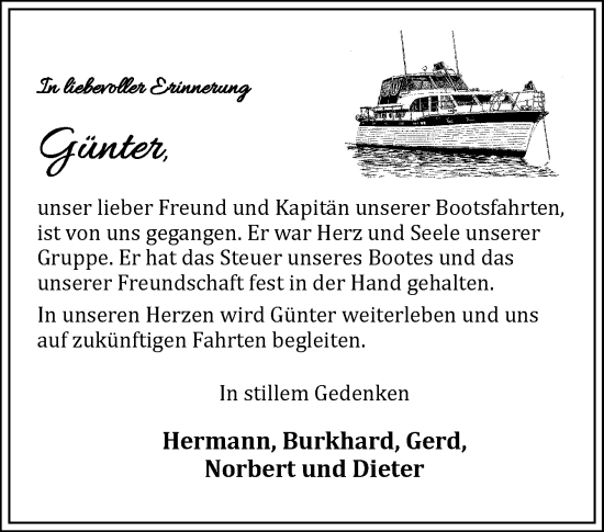 Traueranzeige von Günter  von Neue Osnabrücker Zeitung GmbH & Co. KG