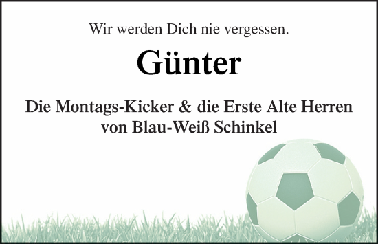 Traueranzeige von Günter  von Neue Osnabrücker Zeitung GmbH & Co. KG