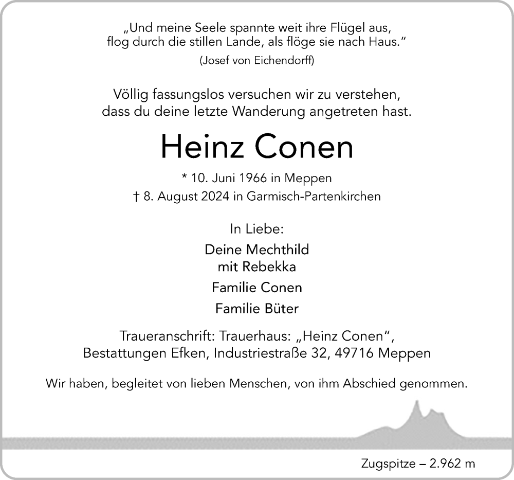  Traueranzeige für Heinz Conen vom 17.08.2024 aus Neue Osnabrücker Zeitung GmbH & Co. KG