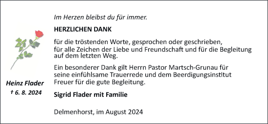 Traueranzeige von Heinz Flader von DK Medien GmbH & Co. KG