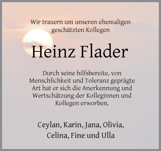 Traueranzeige von Heinz Flader von DK Medien GmbH & Co. KG