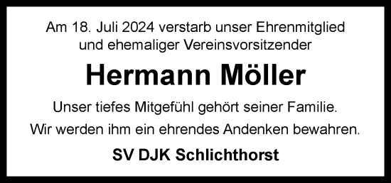 Traueranzeige von Hermann Möller von Neue Osnabrücker Zeitung GmbH & Co. KG