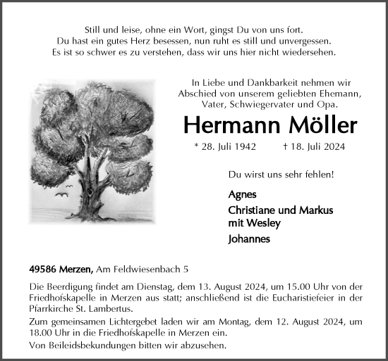 Traueranzeige von Hermann Möller von Neue Osnabrücker Zeitung GmbH & Co. KG