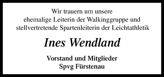 Traueranzeige von Ines Wendland von Neue Osnabrücker Zeitung GmbH & Co. KG