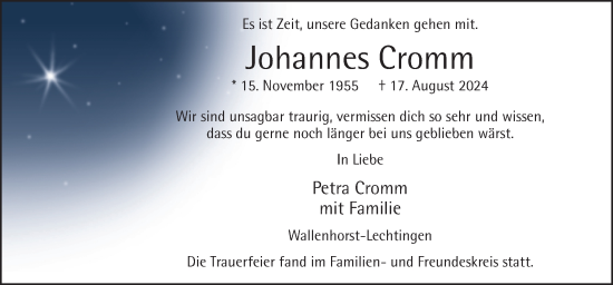 Traueranzeige von Johannes Cromm von Neue Osnabrücker Zeitung GmbH & Co. KG