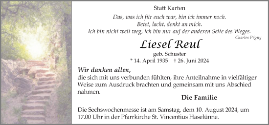 Traueranzeige von Liesel Reul von Neue Osnabrücker Zeitung GmbH & Co. KG