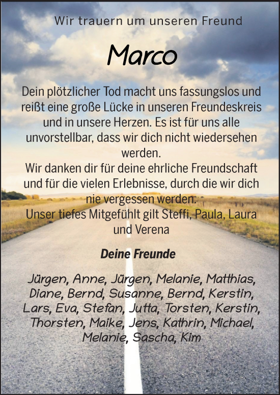 Traueranzeige von Marco Döbbeler von Neue Osnabrücker Zeitung GmbH & Co. KG