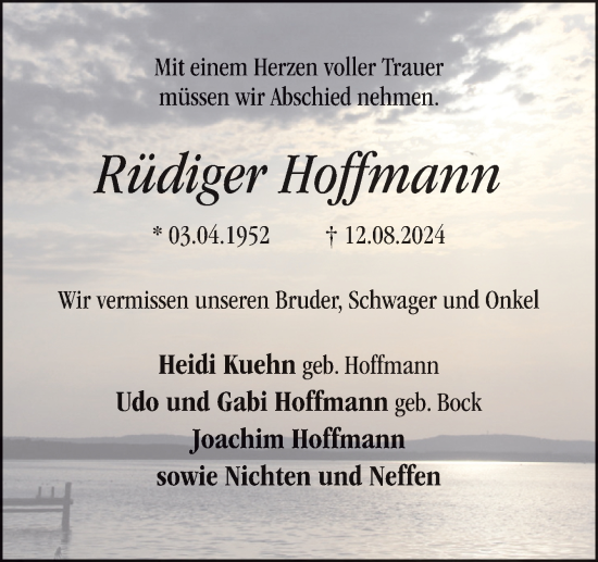 Traueranzeige von Rüdiger Hoffmann von DK Medien GmbH & Co. KG