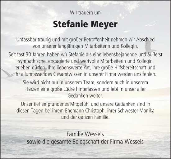 Traueranzeige von Stefanie Meyer von Neue Osnabrücker Zeitung GmbH & Co. KG