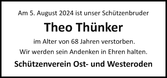 Traueranzeige von Theo Thünker von Neue Osnabrücker Zeitung GmbH & Co. KG