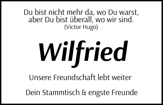 Traueranzeige von Wilfried  von Neue Osnabrücker Zeitung GmbH & Co. KG