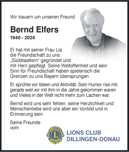 Traueranzeige von Bernd Elfers von DK Medien GmbH & Co. KG