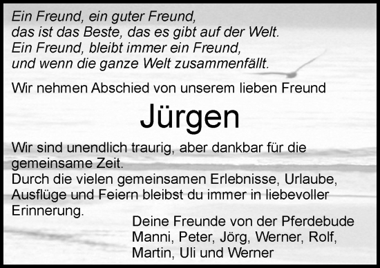 Traueranzeige von Jürgen  von Neue Osnabrücker Zeitung GmbH & Co. KG