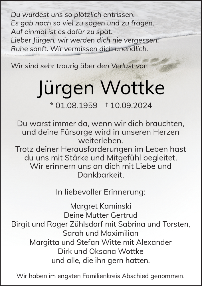  Traueranzeige für Jürgen Wottke vom 28.09.2024 aus Neue Osnabrücker Zeitung GmbH & Co. KG
